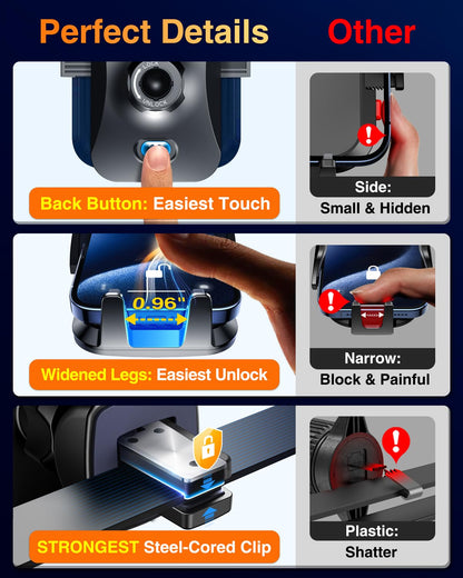 VANMASS [85+LBS Strongest Suction & Military-Grade] 2026 Ultimate Car Phone Holder [Patent & Safety Certs] Cell Mount Truck Stand Cradle for Dashboard Windshield Vent for iPhone 17 Pro Max 16 15 14 - Available at All In One Marketplace Canada