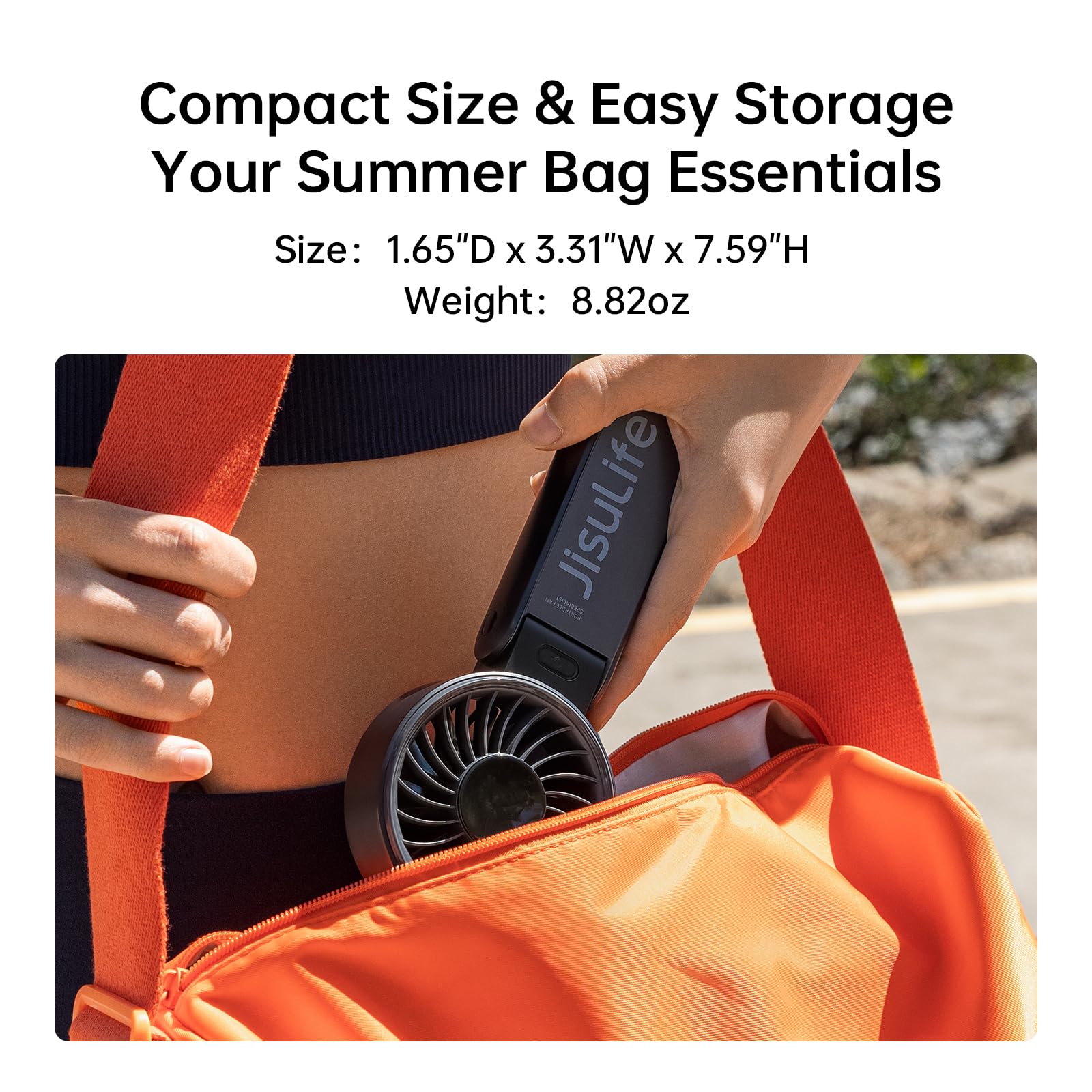 JISULIFE Handheld Fan Life7 – Ultimate Flexibility: High-Power Motor, LED Display, 5000mAh Rechargeable, 5-Speed, Foldable Design, 3-IN-1 Portable Hand/Desk/Neck Fan for Travel, Gift for Women (Black) - Available at All In One Marketplace Canada