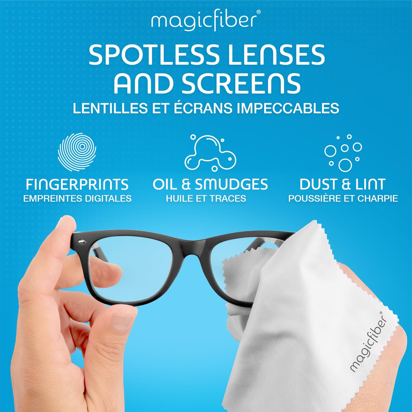 MagicFiber Microfiber Cleaning Cloths 6 Pack 6x7”- Premium Eye Glasses Cleaner for Lens and Screens I Scratch-Free Streak-Free Lint Free