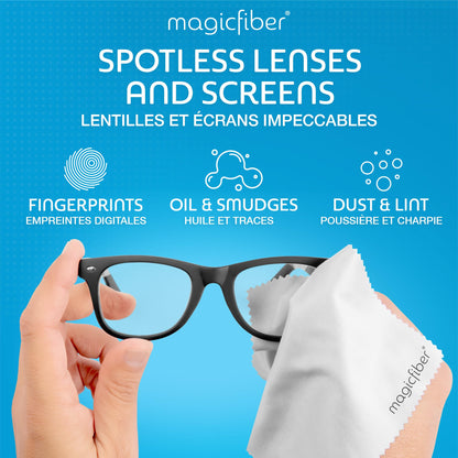 MagicFiber Microfiber Cleaning Cloths 6 Pack 6x7”- Premium Eye Glasses Cleaner for Lens and Screens I Scratch-Free Streak-Free Lint Free