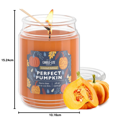 Candle-lite Halloween Scented Candles, Perfect Pumpkin, 18 oz Jar, Proudly Poured in The USA, Aromatherapy Candle, Single-Wick with 110 Hours of Burn Time, Perfect for Creating an Inviting Ambiance