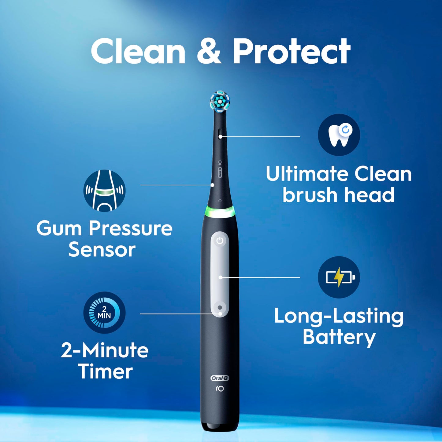 Oral-B iO Series 3 Limited Electric Toothbrush with (2) Brush Heads, Rechargeable, Icy Blue Oral-B