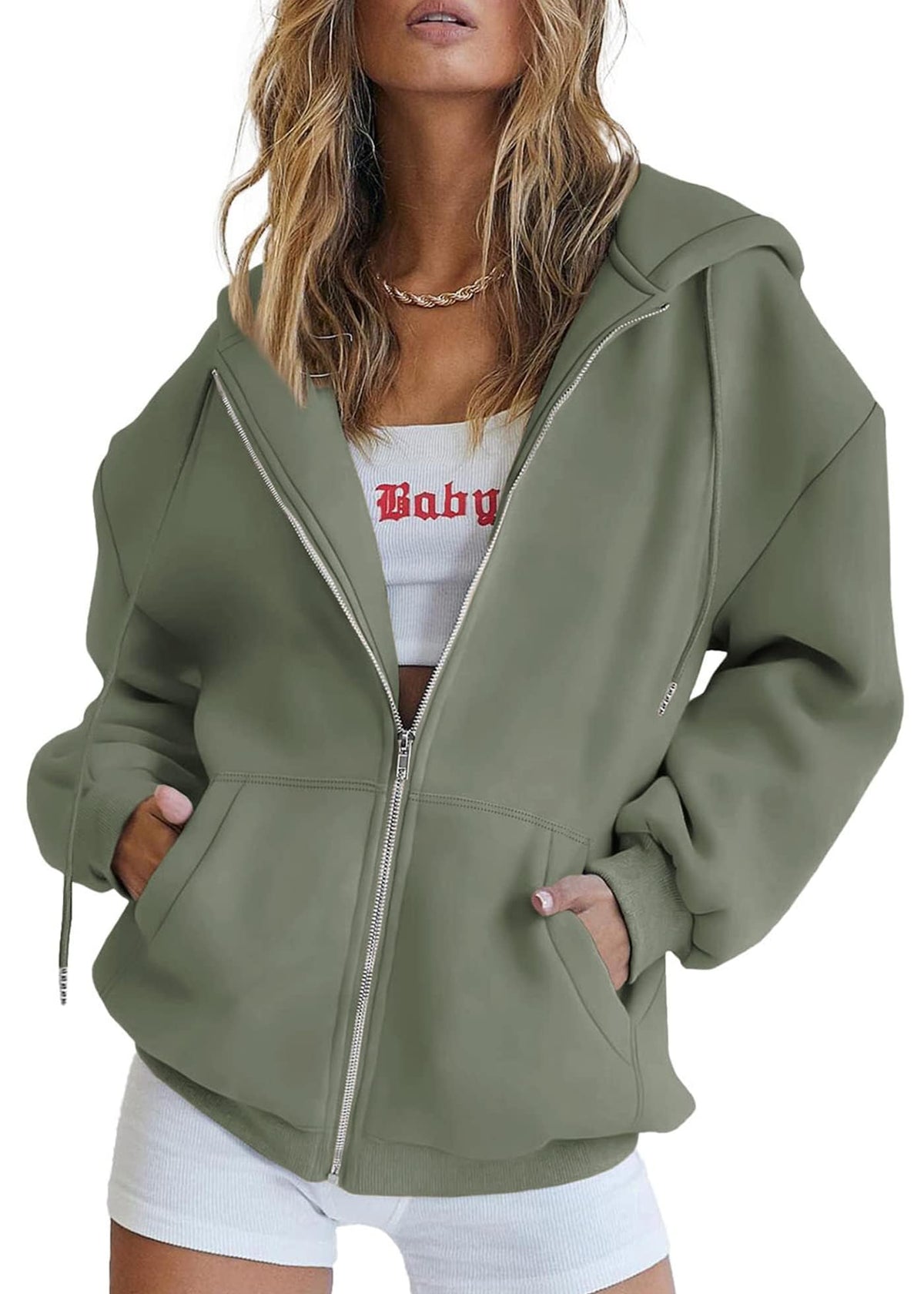 PRETTYGARDEN Women's Fall Zip Up Hoodies Sweatshirts Grey Green,M 🍁 All In One Marketplace Canada