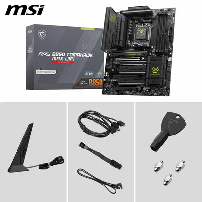 MSI MAG B850 Tomahawk MAX WiFi Gaming Motherboard (AMD Ryzen 9000/8000/7000 Series Processors, AM5, DDR5, PCIe 4.0, M.2, SATA 6Gb/s, USB 3.2 Gen 2, HDMI/DP, Wi-Fi 7, Bluetooth 5.3, 2.5Gbps LAN, ATX) MSI