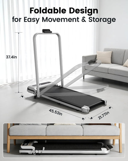 Yagud Walking Pad with 8% Incline, 3 in 1 Treadmill for Home & Office, 2.5HP Under Desk Treadmill with Handle, Portable Treadmill with Remote Control & Led Display, No Installation