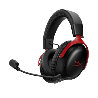 HyperX Cloud III S – Wireless Gaming Headset for Multi-Platform, 2.4GHz, Bluetooth, Battery Life up to 120 Hours 2.4GHz / 200 Hours Bluetooth, 53mm Angled Drivers, Detachable Mic – Black/Red