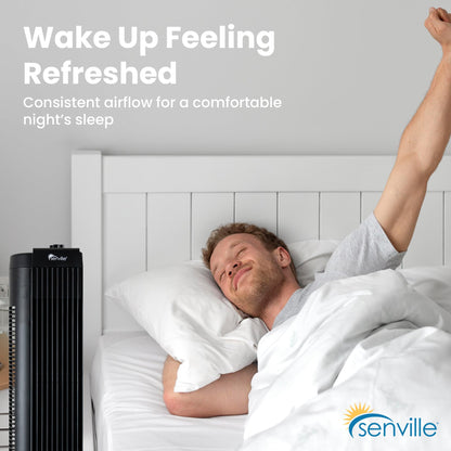 Senville 27" Standing Fan for Bedroom and Home with 60° Oscillation, 3 Speed, Compact Space-Saving Design, SENFZ10-19M - Available at All In One Marketplace Canada