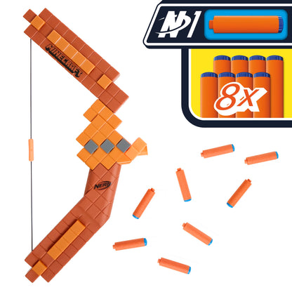Nerf Minecraft Bow Dart Blaster, Pull-Back String Priming, 8 Nerf N1 Darts Compatible Only with Nerf N1 Dart Blasters, Ages 8+ Nerf
