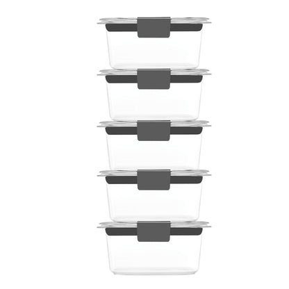 Rubbermaid Brilliance Food Storage Containers with Lids, 1.3-Cup, 5 Pack