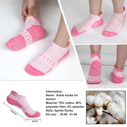 Womens Socks 6 Pairs Running Low Cut Cotton Socks for Women Cushioned Breathable Casual Ladies Ankle Athletic Sport Socks (CA/US, Numeric, 7, 9, Regular, Regular, multicolor) - Available at All In One Marketplace Canada