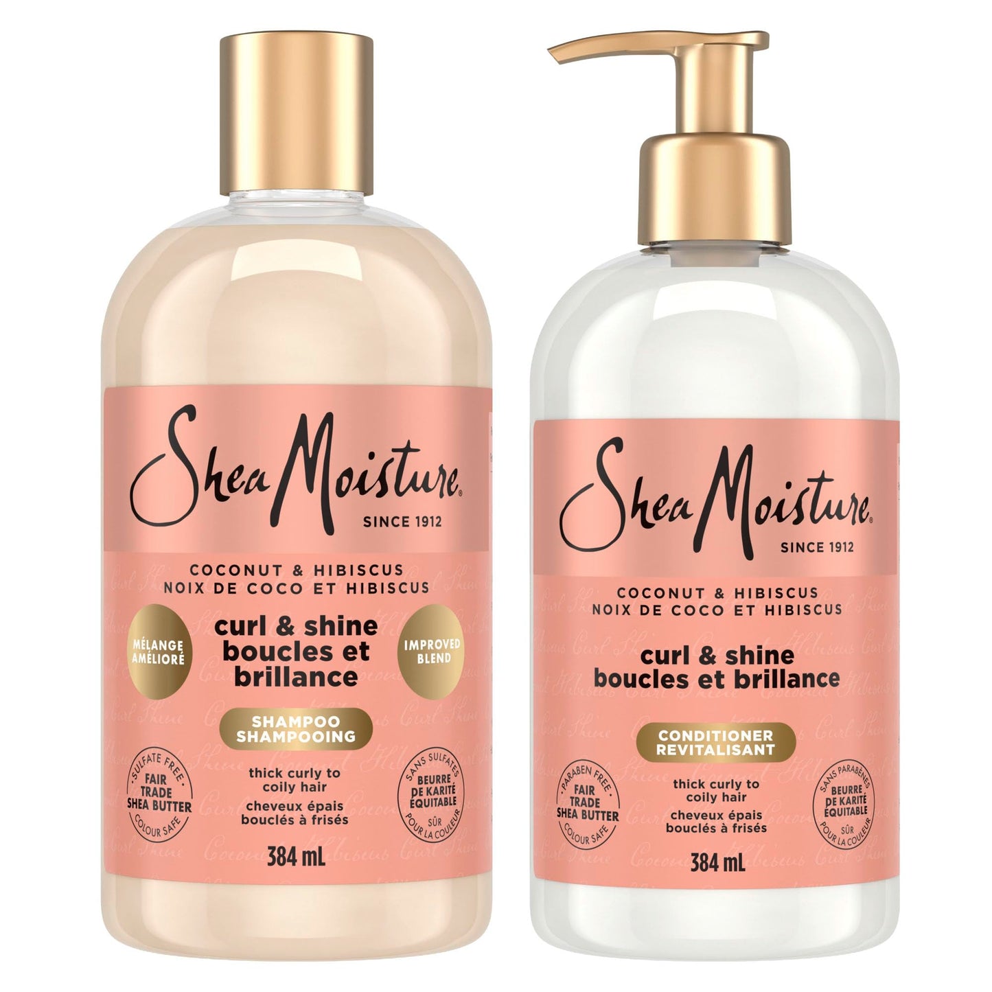 Shea Moisture Coconut & Hibiscus Curl & Shine Gift Set with Shampoo & Conditioner for Thick, Curly Hair 384 ml (Pack of 2) - Available at All In One Marketplace Canada