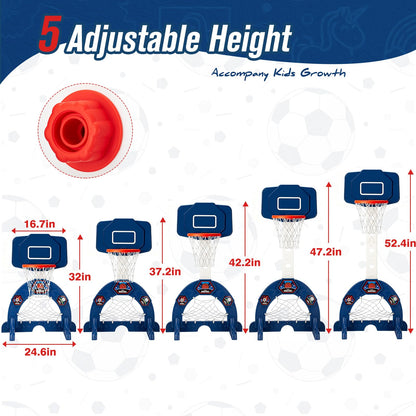 Hogaruly Toddler Basketball Hoop, Indoor Basketball Net for Kids with Soccer Goal, Golf Game, Adjustable Height Kids Basketball Hoop Christmas Birthday Gifts for 3-8 Years Old Boys and Girls 🍁 All In One Marketplace Canada