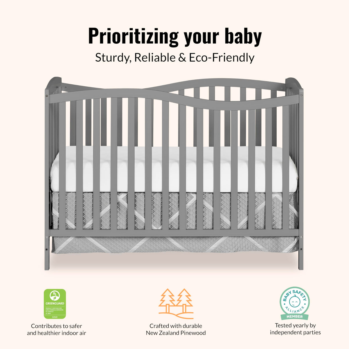 Dream On Me Chelsea 5-in-1 Convertible Full Size Baby Crib, GREENGUARD Gold
