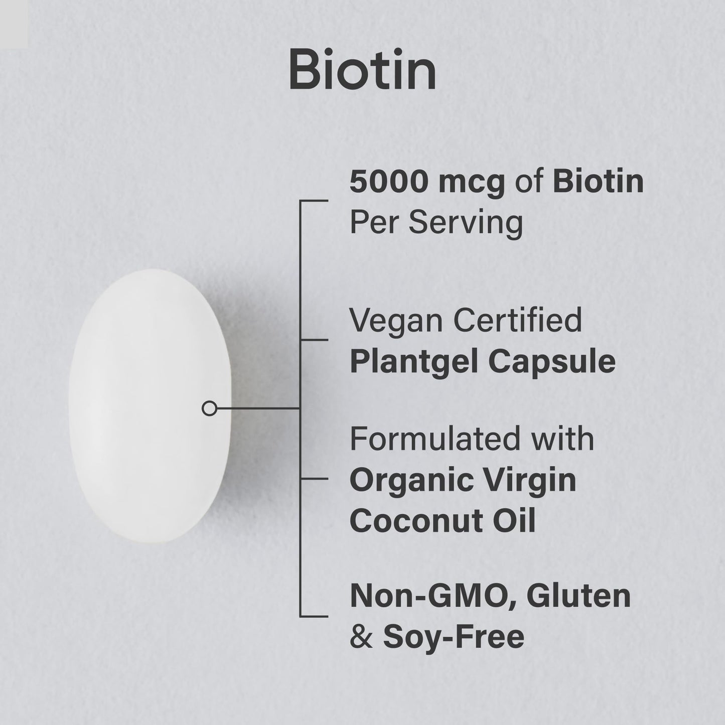 Sports Research® Extra Strength Vegan Biotin 5,000mcg with Organic Coconut Oil - Helps to Maintain Healthy Hair, Nails and Skin - Great for Women & Men - 120 Veggie Softgels - Available at All In One Marketplace Canada