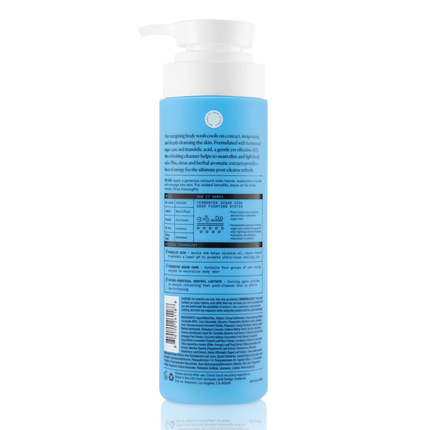 Naturium The Energizer Body Wash, Cooling & Refreshing Formula with Mandelic Acid, Deeply Cleanses & Helps Reduce Body Odour, 16.9 OZ / 500 ML