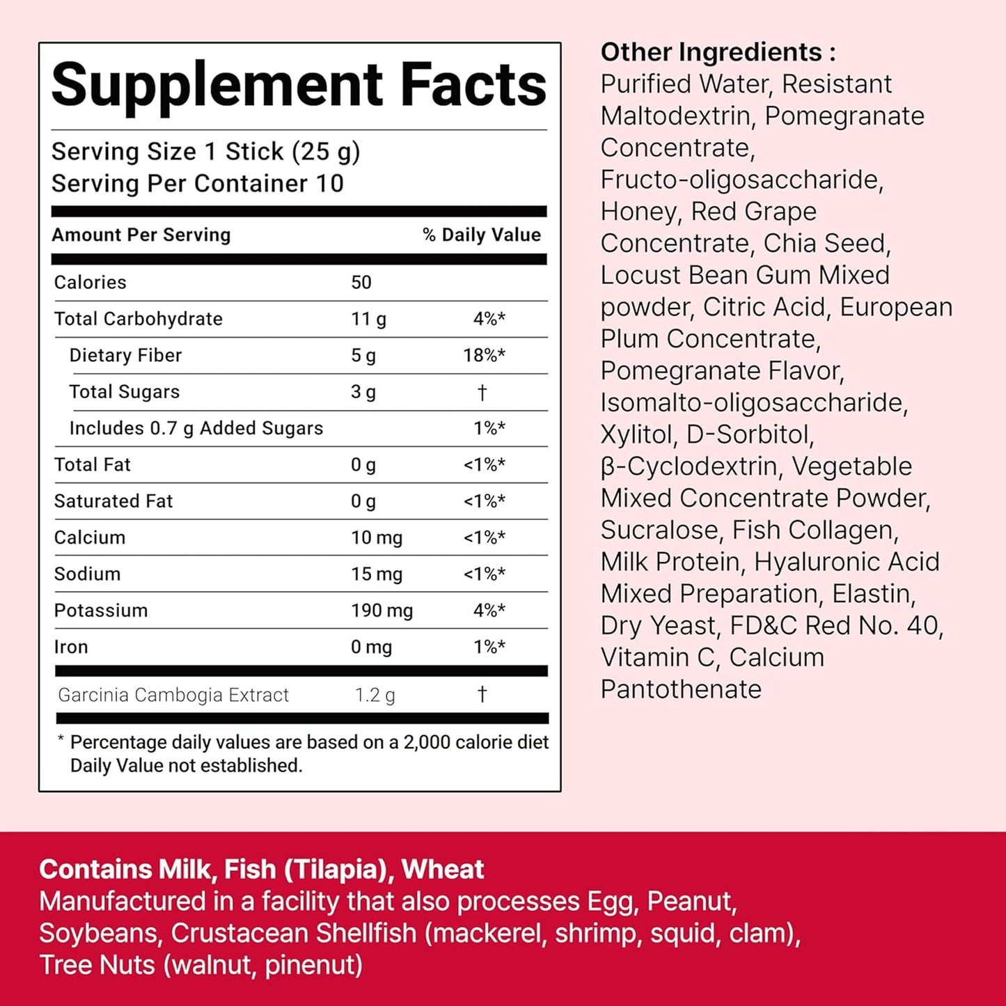 FOODOLOGY Coleology Cutting Stick Jelly (Pomegranate) – Dietary Fiber Supplement for Healthy Weight Management, Chia Seeds & Garcinia Cambogia, Korean Beauty with Collagen – 10 Sticks - Available at All In One Marketplace Canada