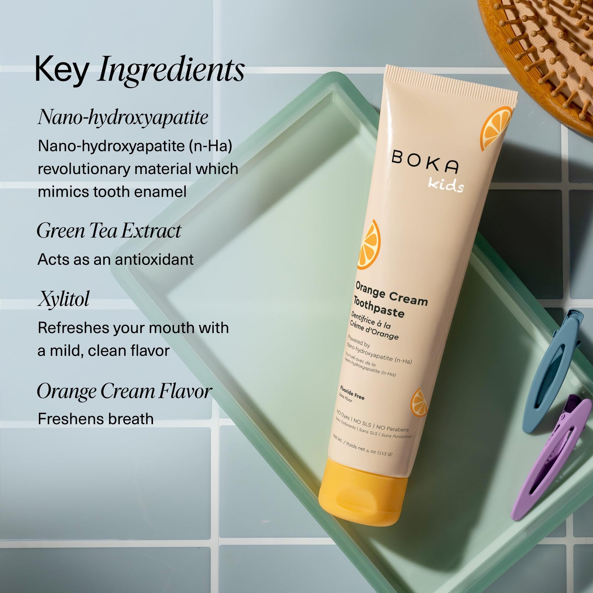 Boka Fluoride Free Toothpaste, Nano Hydroxyapatite, Training Toothpaste - Orange Cream Flavor, 4 Fl Oz (113g) 1Pk