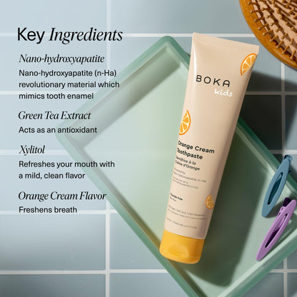 Boka Fluoride Free Toothpaste, Nano Hydroxyapatite, Training Toothpaste - Orange Cream Flavor, 4 Fl Oz (113g) 1Pk