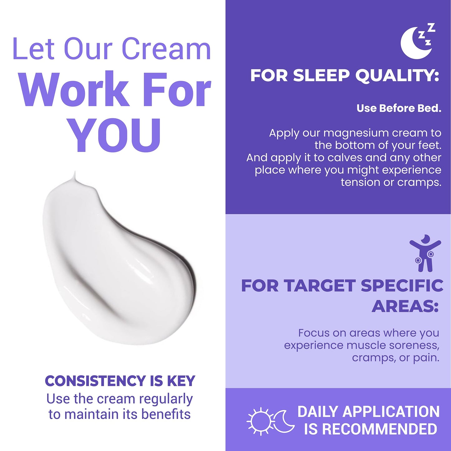 Magnesium Cream for Sleep & Muscle Relief: Topical Night Calming & Deep Relaxation - Restless Cramps Leg & Joint Care Lotion - Lavender 3.38 Fl. Oz. - Available at All In One Marketplace Canada