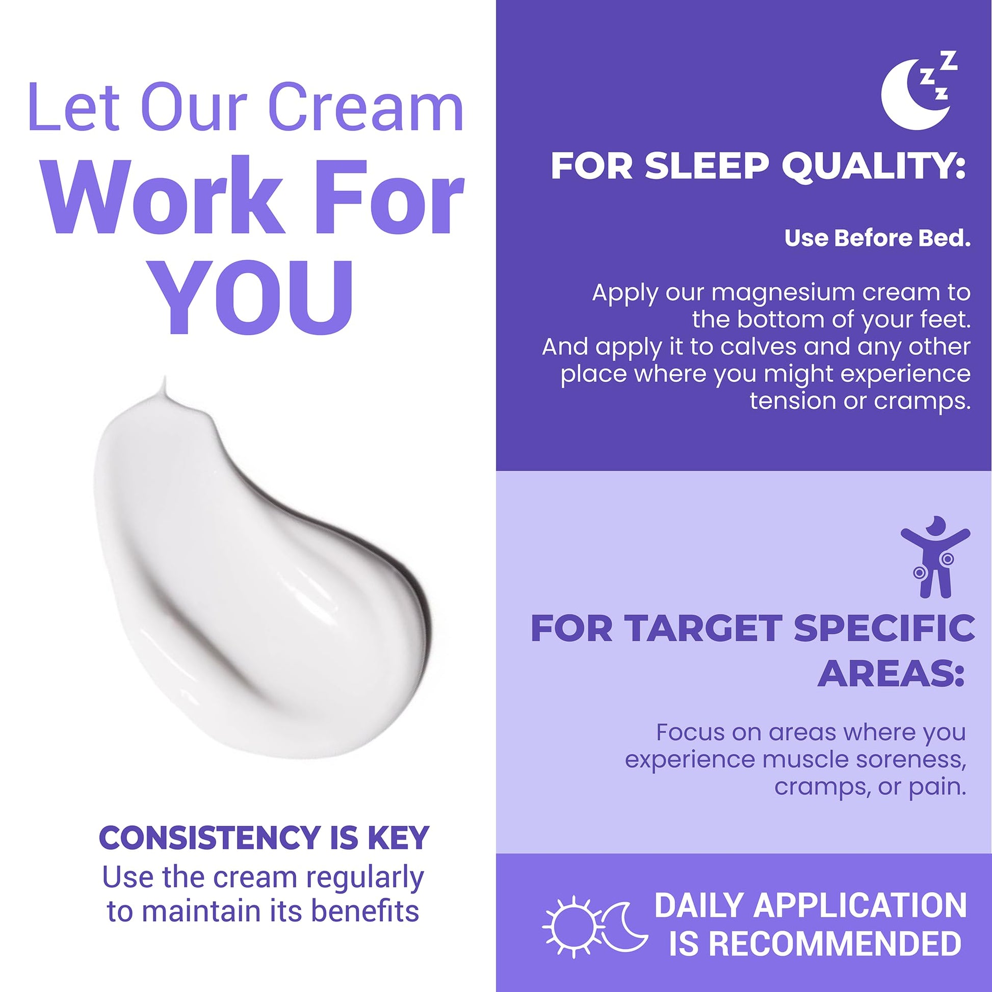 Magnesium Cream for Sleep & Muscle Relief: Topical Night Calming & Deep Relaxation - Restless Cramps Leg & Joint Care Lotion - Lavender 3.38 Fl. Oz. - Available at All In One Marketplace Canada