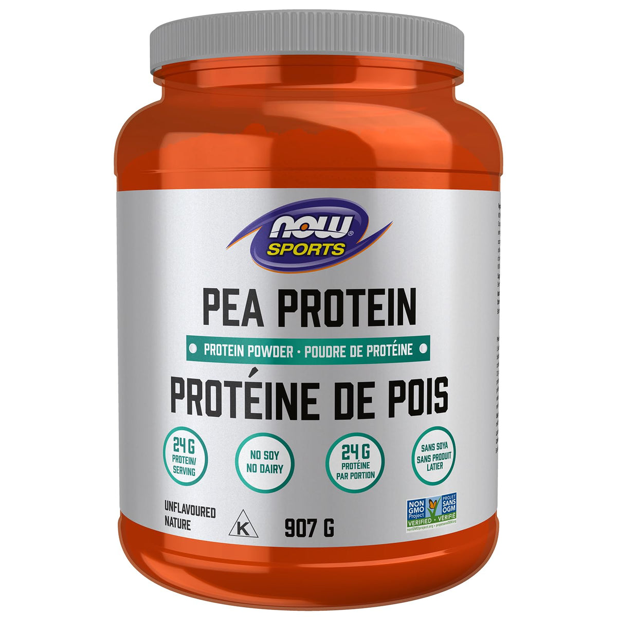 NOW Sports, Pea Protein 24 g, Fast Absorbing, Plant Based, Unflavoured Flavoured, 907g