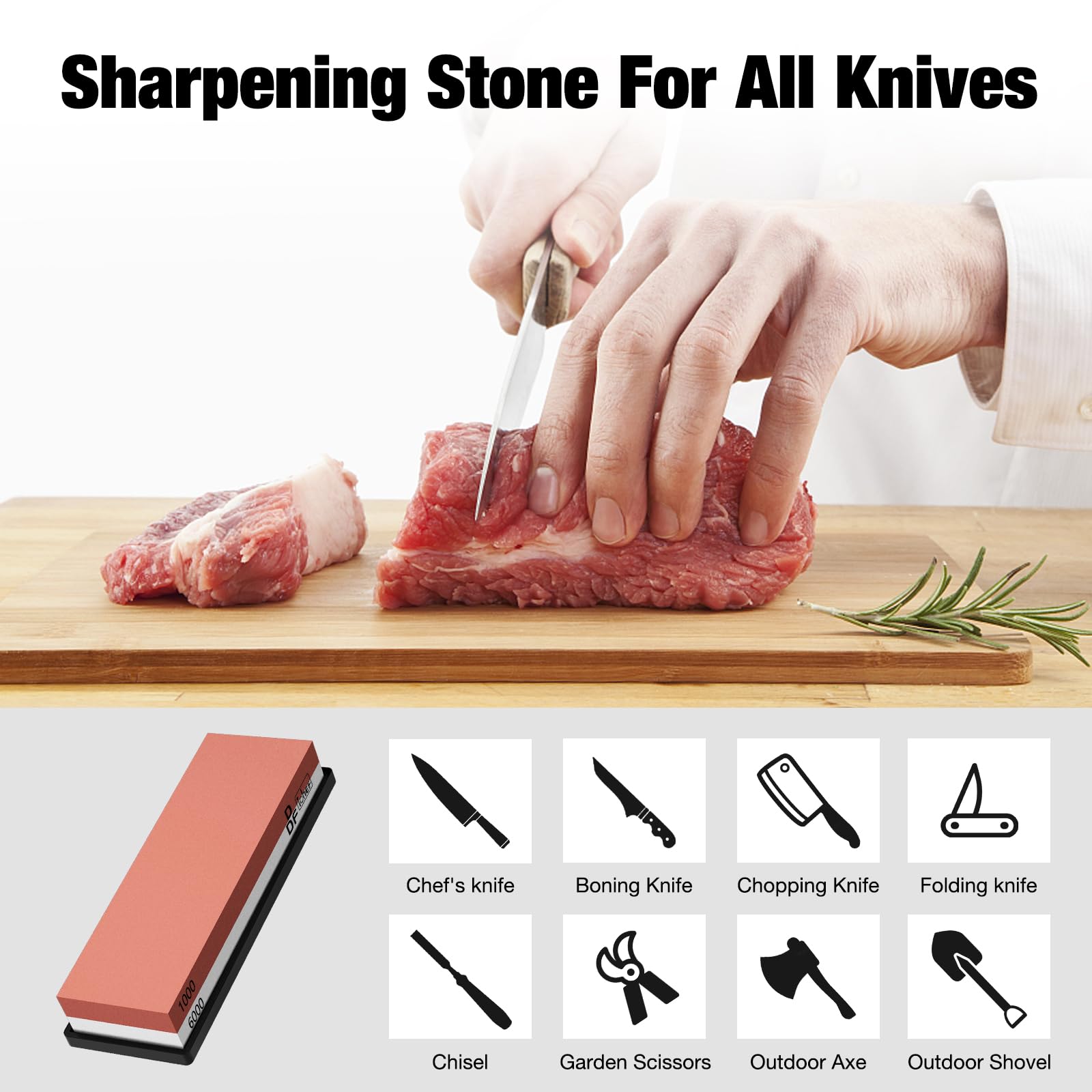 DDF iohEF Sharpening Stone, Whetstone grit 1000/6000, Professional 2-in-1 Double-Sided Knife Sharpener with Non-Slip Silicone Base and Angle Guide (red) - Available at All In One Marketplace Canada