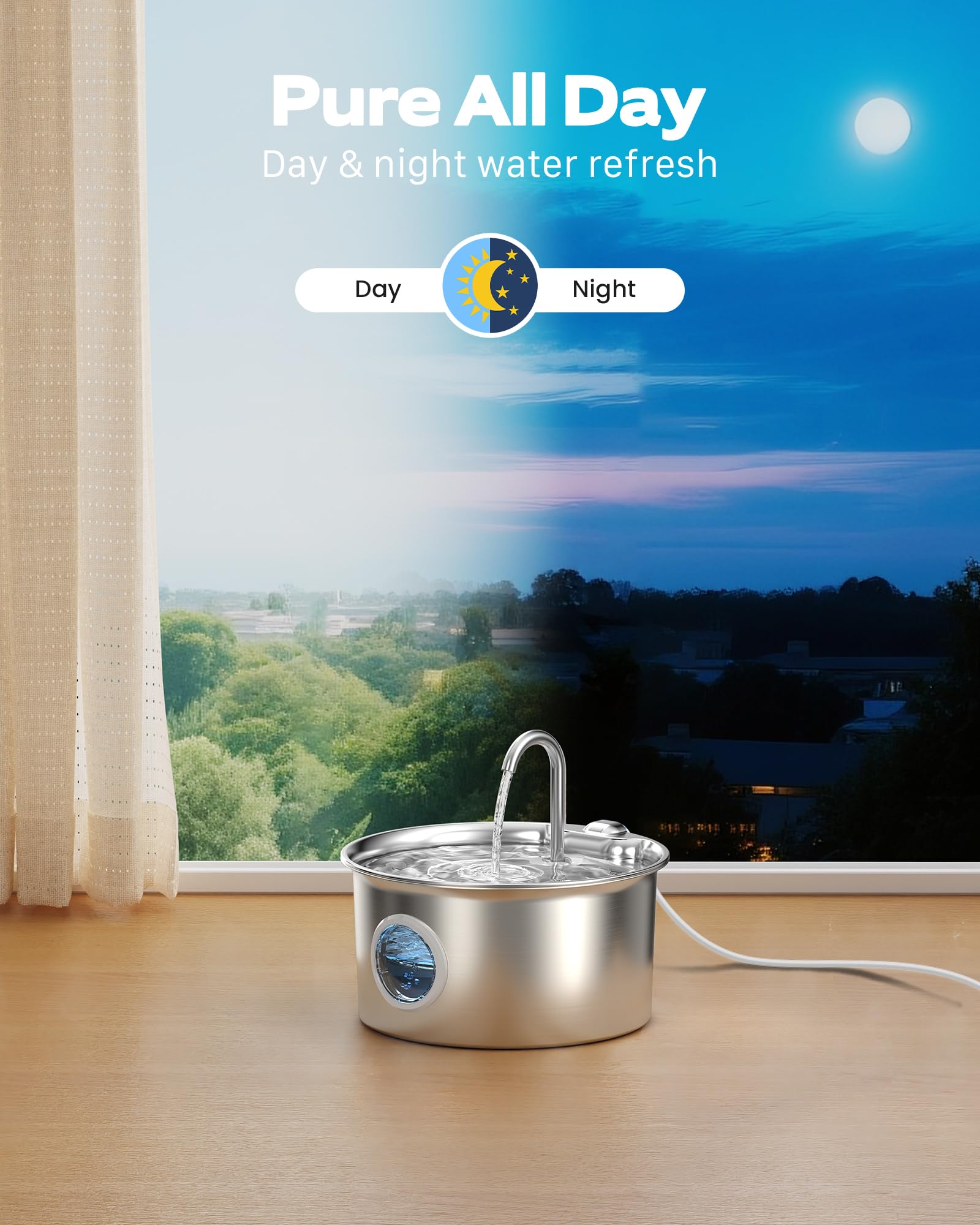 Cat Water Fountain Stainless Steel: Cat Fountain for Drinking - 2.6L Pet Water Fountain Indoor Cats - Quiet Pets Waterer - Cats Water Dispenser - for Small Animals