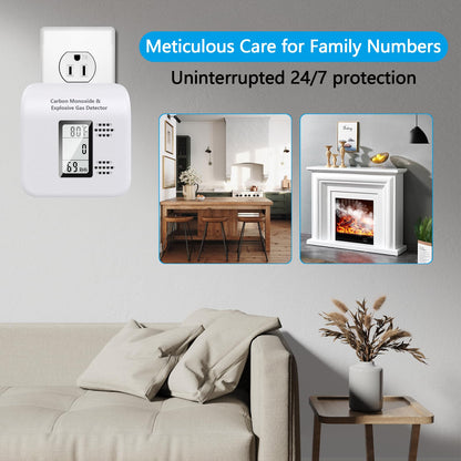 4-in-1 Upgraded Natural Gas Leak Detector and Carbon Monoxide Detectors,Carbon Monoxide Detectors Plug in with Temperature & Humidity Monitor CO Methane Propane Alarm for Home RV Hotel (1Pack White) - Available at All In One Marketplace Canada