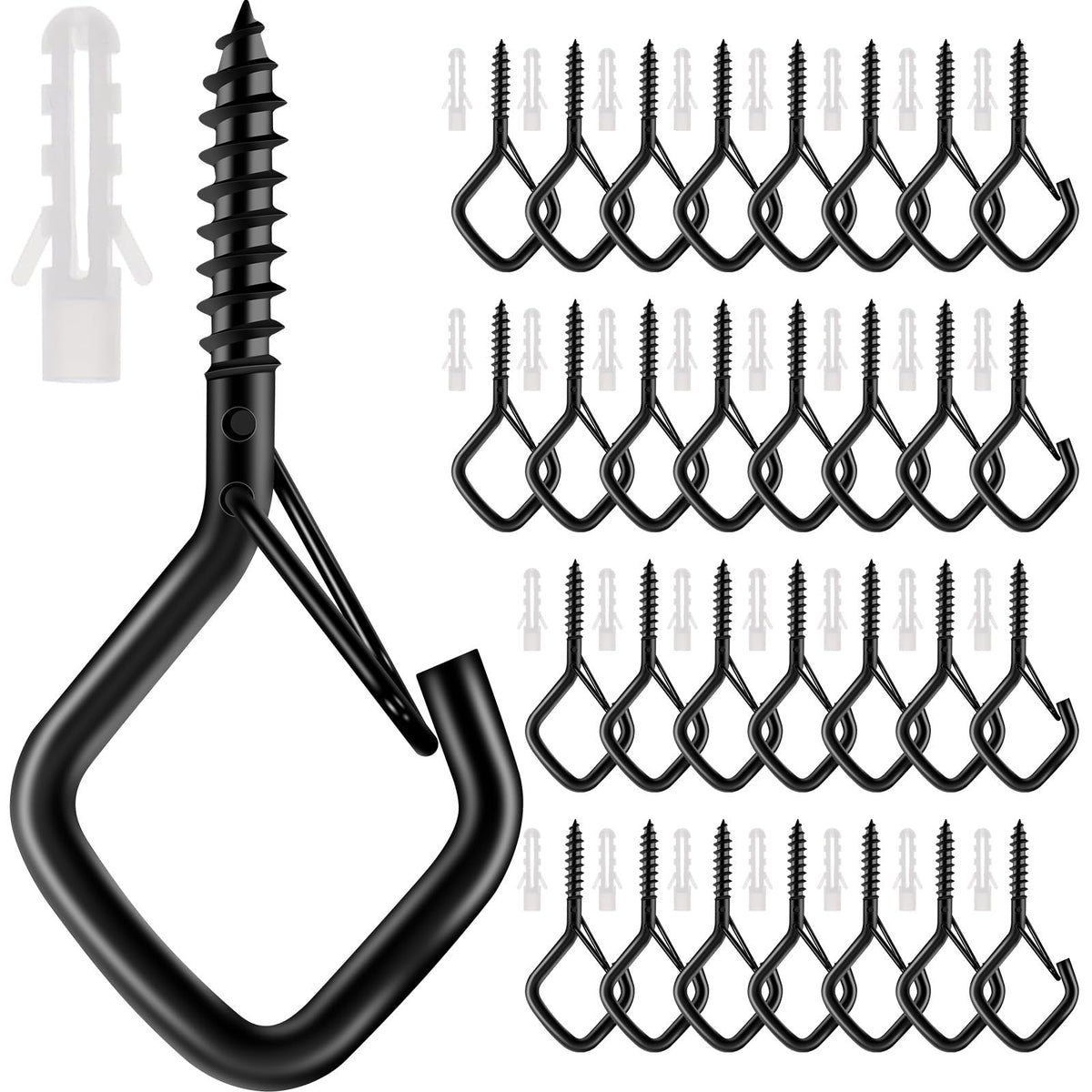30 Pcs Screw Hooks for String Lights, Q-Hanger Hook with Safety Buckle 🍁 All In One Marketplace Canada