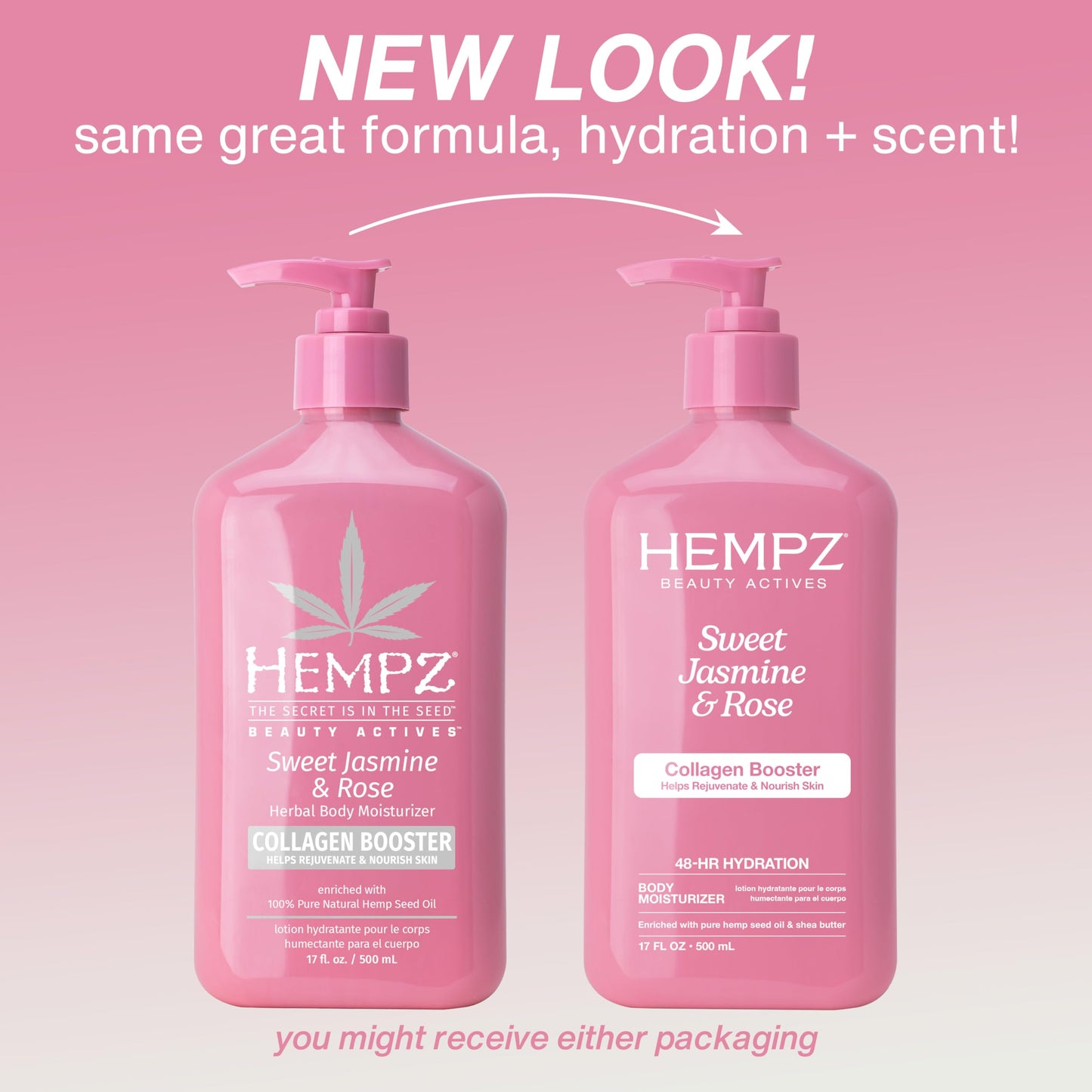 HEMPZ Body Lotion - Sweet Jasmine & Rose Daily Moisturizing Cream, Shea Butter Hand and Body Moisturizer - Hemp Lotion - Skin Care Products, Hemp Seed Oil - 17 oz. - Available at All In One Marketplace Canada