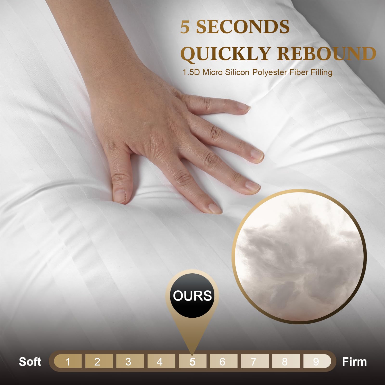 SHERWOOD Pillows King Size 2 Pack Hotel Pillow with Cotton Cover and Down Alternative Fiber Fill Bed Pillow for Sleeping (White, King 20x36 inch)