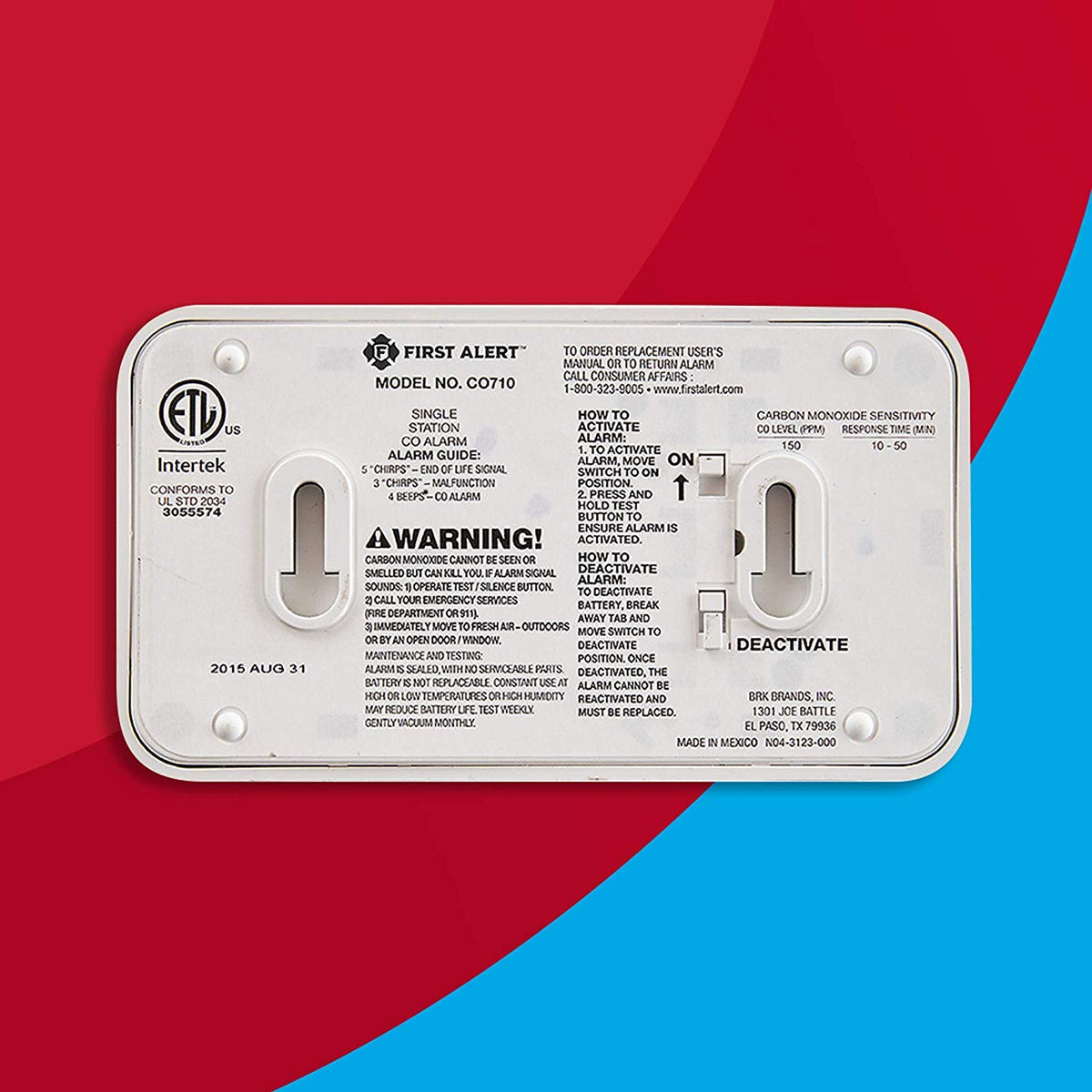 First Alert CO710A 10-Year Carbon Monoxide Alarm with Temperature & Digital Display