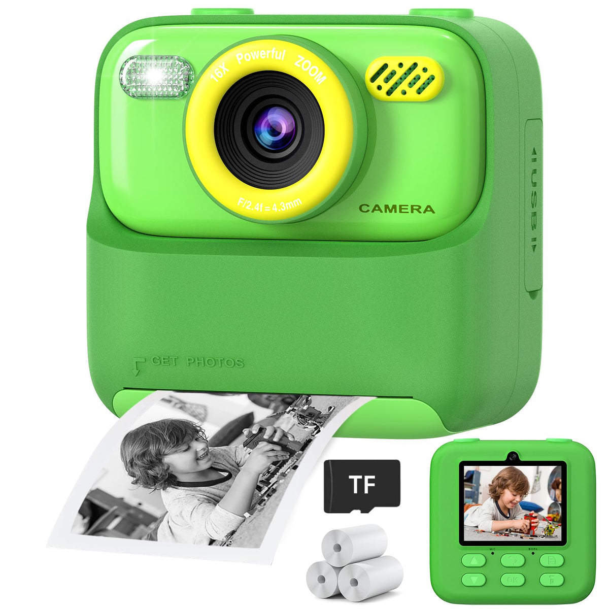 Upgrade Kids Camera Instant Print for Boys and Girls, 1080P HD Dual-Lens Selfie Digital Camera with Print Paper & 32G Card, Christmas Birthday Gifts Toys for Toddler and Teenagers Age 3-16 Years Old 🍁 All In One Marketplace Canada