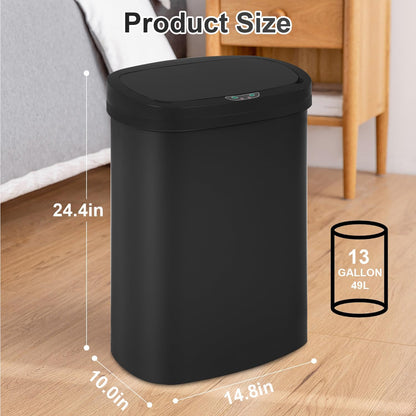 FDW Garbage Can 13 Gallon 50 Liter Kitchen Trash Can for Bathroom Bedroom Home Office Automatic Touch Free High-Capacity with Lid Waste Bin,Black 🍁 All In One Marketplace Canada