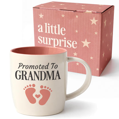 Triple Gifffted Promoted to Grandma Coffee Mug, Baby Reveal, 380 ml Ceramic 🍁 All In One Marketplace Canada
