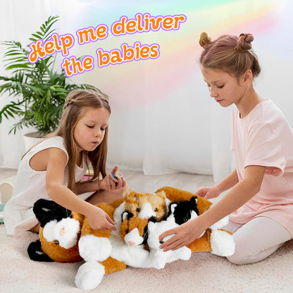 Houwsbaby Mommy Cat Stuffed Animal with 4 Baby Cats Christmas Valentines Birthday Gifts 5 Pieces Stuffed Animal Cat Set Birthday for Girls and Boys 20” 🍁 All In One Marketplace Canada