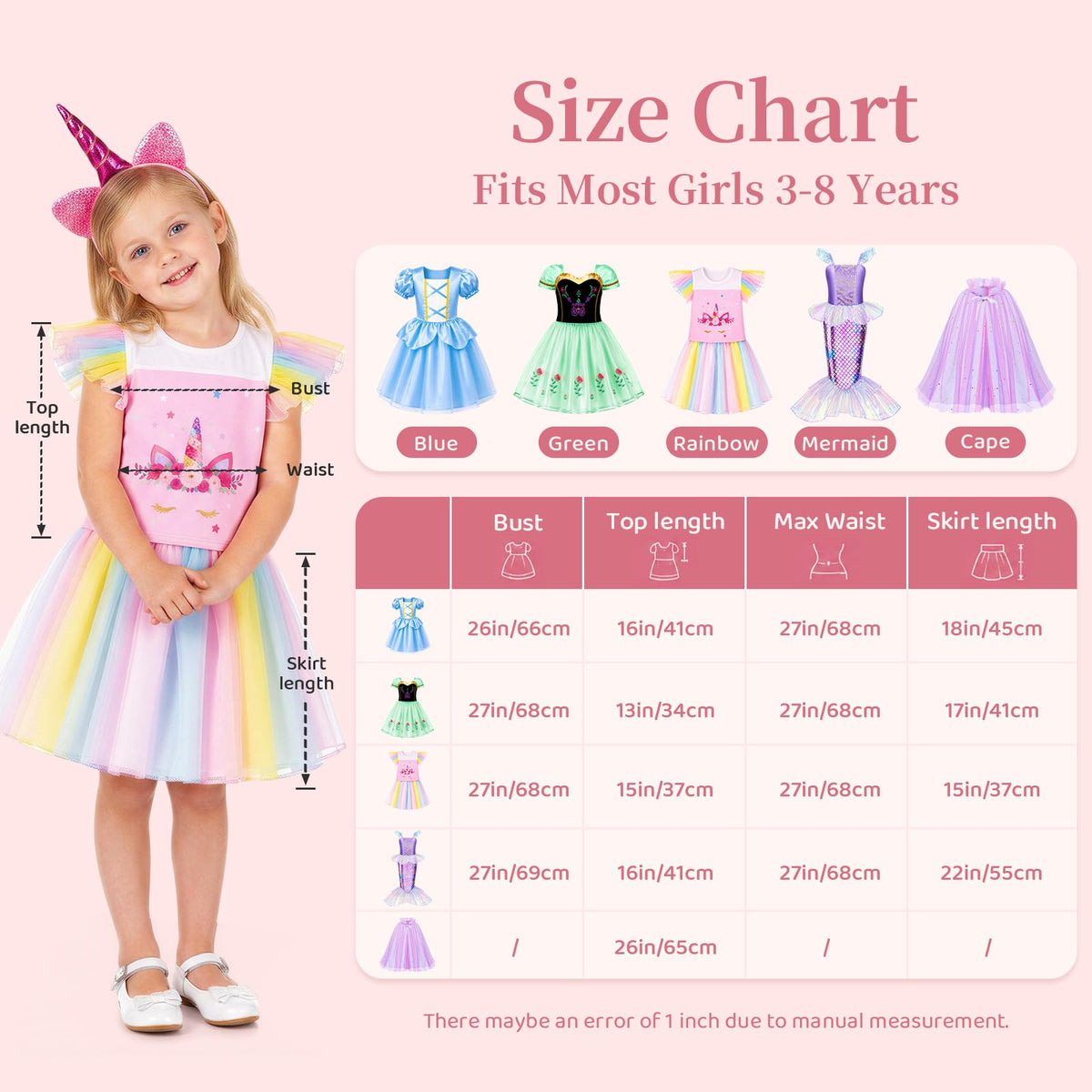 Meland 5-in-1 Princess Dress Up for Girls with Bag, Costume Gift Ages 3-8 🍁 All In One Marketplace Canada
