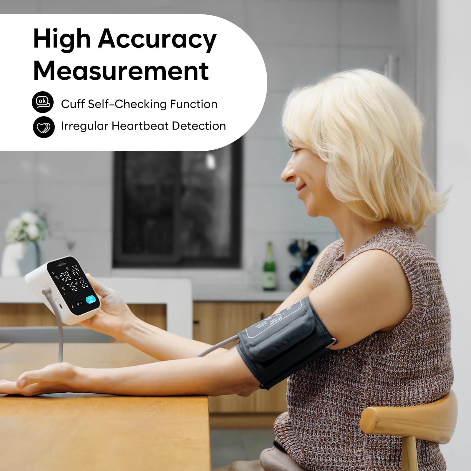 Bluetooth Blood Pressure Machine for Home Use – Easy@Home Smart BP Monitor with Free MyHeartPal App, Voice Function & LED Screen, Supports Apple & Android Devices, EBP-703T - Available at All In One Marketplace Canada