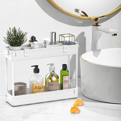 SPACELEAD Slim Storage Cart,3 Tier Bathroom Rolling Utility Cart Storage Organizer Slide Out Cart, Mobile Shelving Unit Organizer Trolley for Office Bathroom Kitchen Laundry Room Narrow Places, White - Available at All In One Marketplace Canada