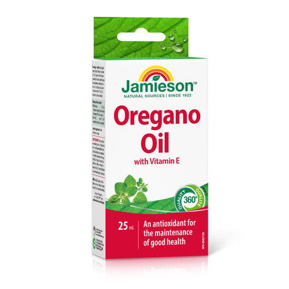 Jamieson Oregano Oil Liquid, with Vitamin E. Supports Immune Health, Antioxidant, Gluten-Free, Lactose-Free, 25 mL, Proudly Canadian
