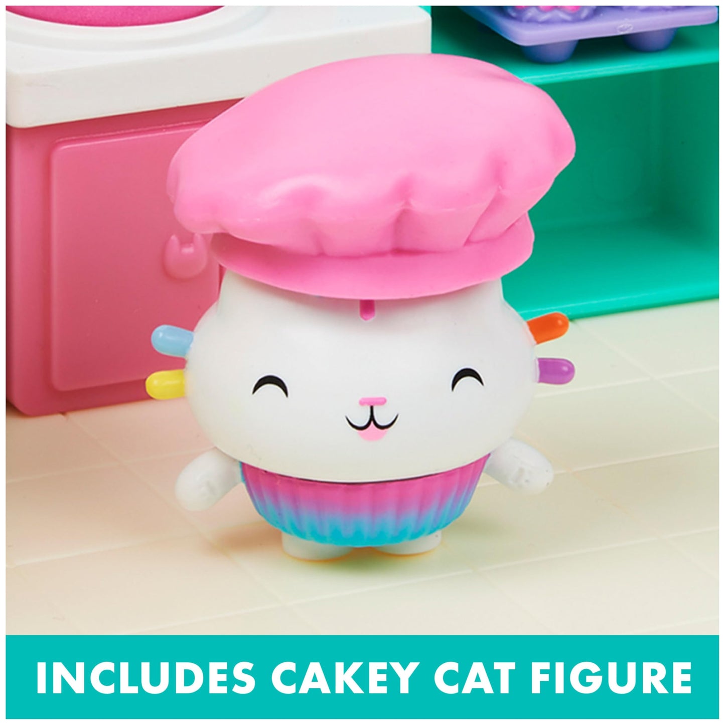 Gabby’s Dollhouse, Bakey with Cakey Kitchen with Figure and 3 Accessories, 3 Furniture and 2 Deliveries, Kids Toys for Ages 3 and up DREAMWORKS GABBY'S DOLLHOUSE