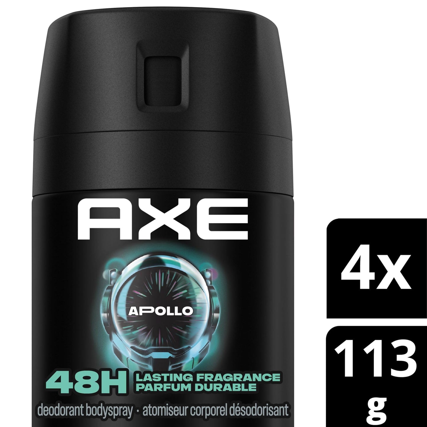 AXE Apollo Deodorant Body Spray, for long-lasting odour protection, Sage & Cedarwood, Aluminum-free Deodorant, 113g (Pack of 4) - Available at All In One Marketplace Canada