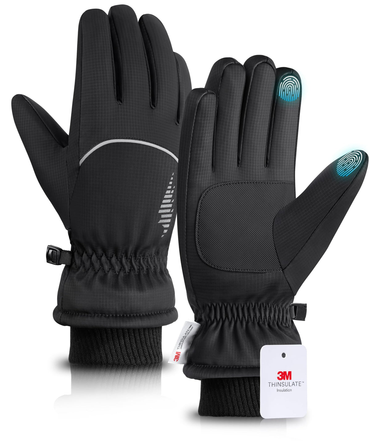Rivmount Winter Gloves with 3 M Insulation/Waterproof/Touchscreen for Women Men, Thermal Warm Snow Gloves for Cold Weather Outdoor, Running, Ski, Cycling, Daily Work, Hiking, (Black Size M) 🍁 All In One Marketplace Canada