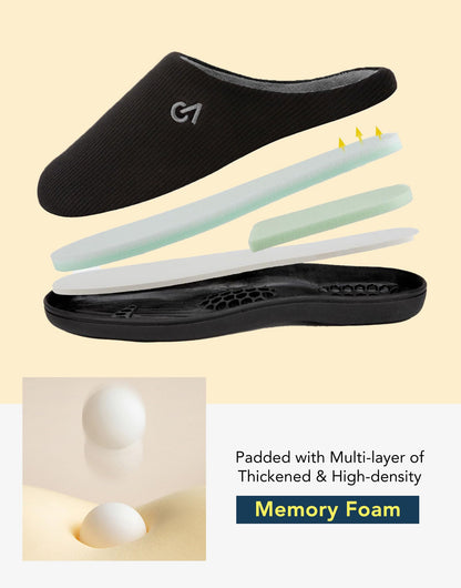 VeraCosy Men's Two-tone Memory Foam Slippers Muted Black Gray,9-10 US 🍁 All In One Marketplace Canada