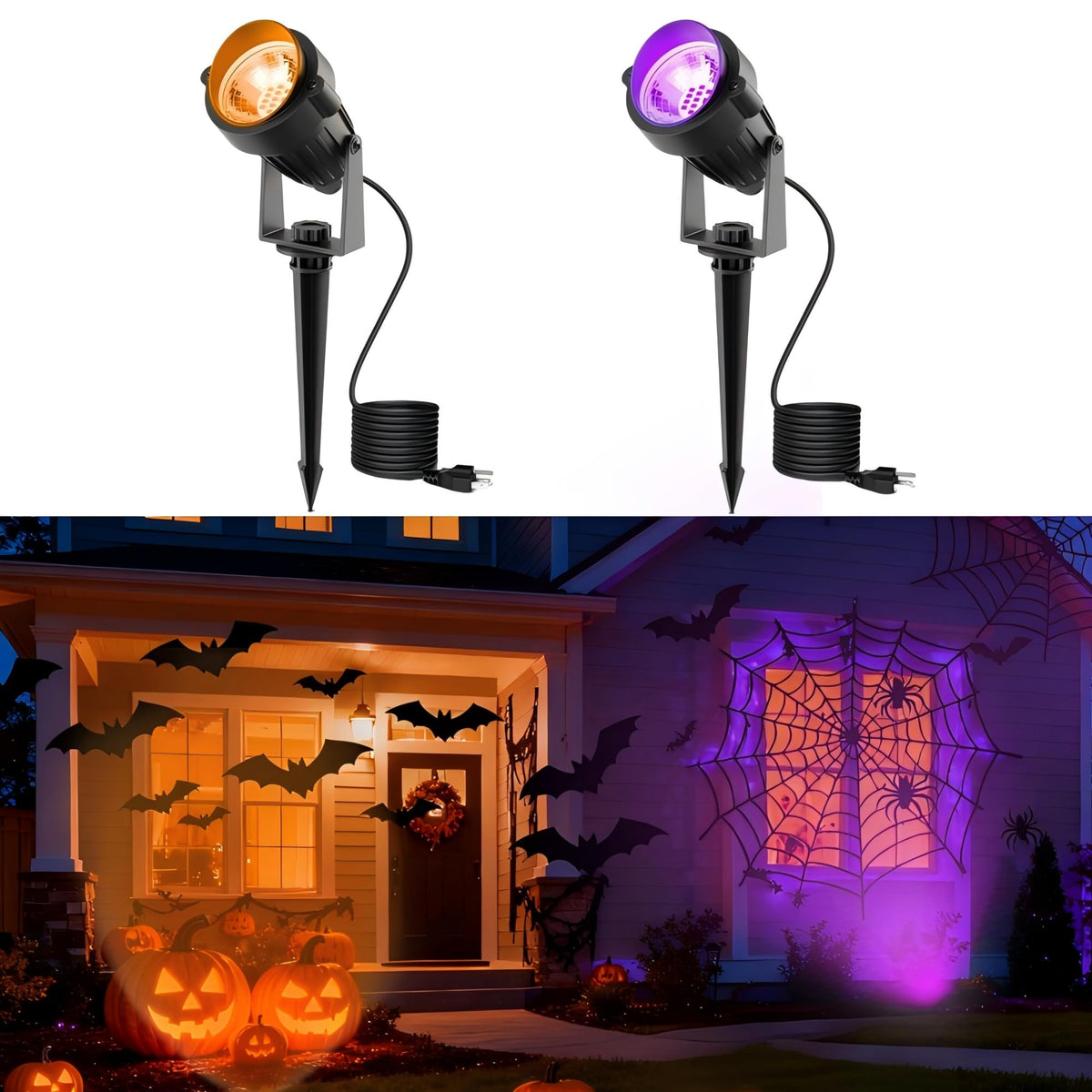 L LOHAS LED Halloween Lights Outdoor, Orange and Purple Spotlight 5W 🍁 All In One Marketplace Canada