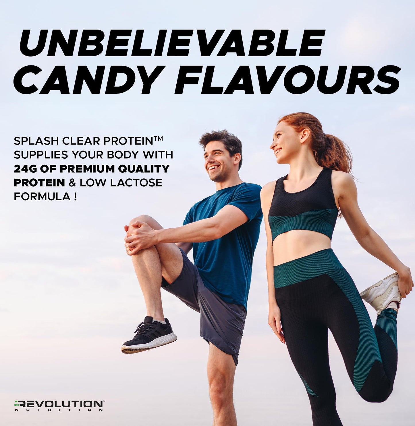 Revolution Nutrition Splash Clear Isolate Protein Powder – 100% Clear Whey, Candy Peach Flavor, 24g Protein Per Serving, Zero Sugar & Zero Carb, 667g (23 Servings)