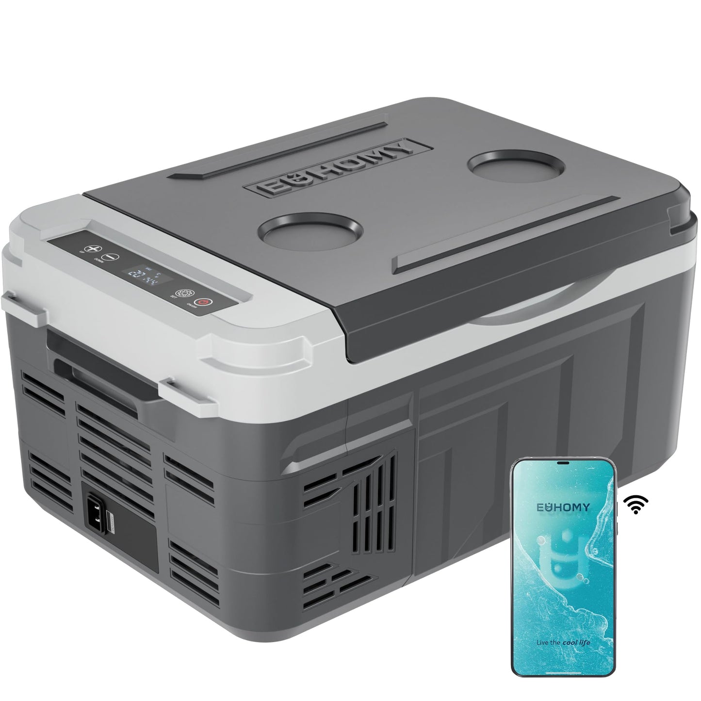 EUHOMY 12 Volt Refrigerator, 11 Quart (10L) Compressor Electric Cooler APP Control, Car Fridge 12/24V DC & 100-240V AC, Car refrigerator -4℉~68℉, Portable Freezer for RV, Camping, Travel EUHOMY