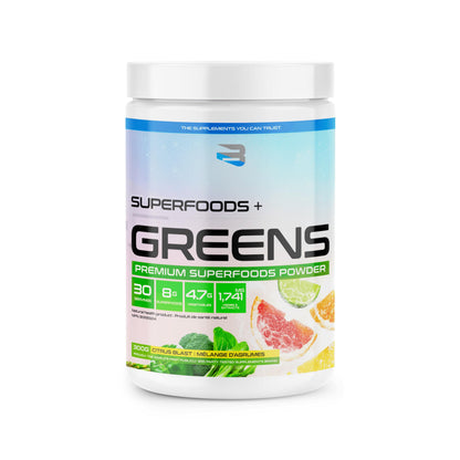 Believe Supplements Superfoods+Greens - Superfood Blend | Boost Energy, Immunity, and Digestion | Rich in Antioxidants & Essential Nutrients! (30 Servings, Citrus Blast) Believe Supplements