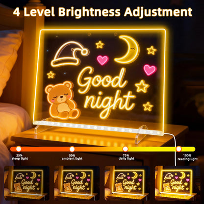 13.7x10 LumiBoard LED Drawing Board for Kids with 13 Light Effect,Acrylic Dry Erase Board Doodle Glow Board for Kids,Glow Art Drawing Gift for Girls Teens(7 Markers+Adaper - Available at All In One Marketplace Canada