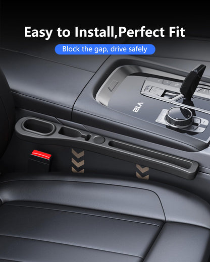 Homaupt Car Seat Gap Filler, 2 Pack PU Leather Fill The Gap Between Seat and Center Console, Seat Crevice Blocker Stop Things from Dropping, Universal Vehicle Interior Accessories Black